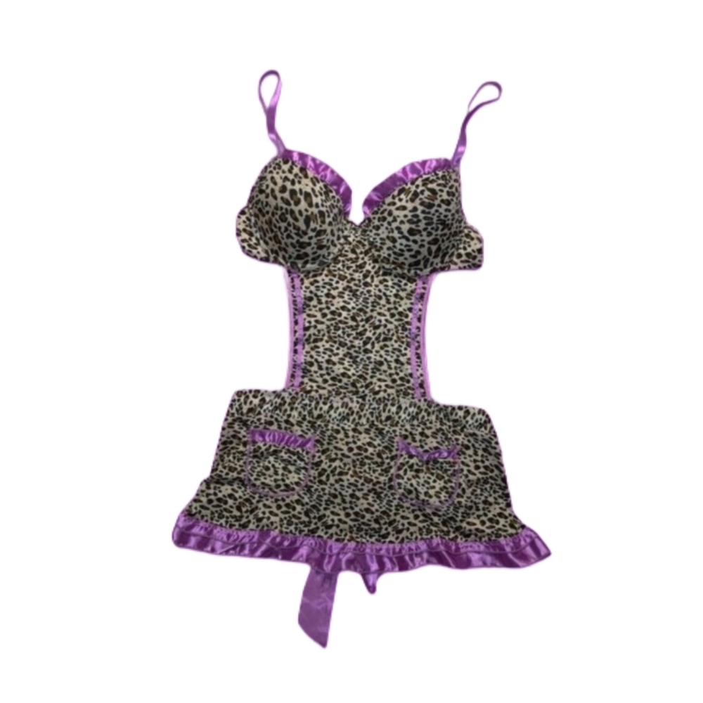 Vintage Y2K Rampage Leopard Purple Ruffle Slip!!